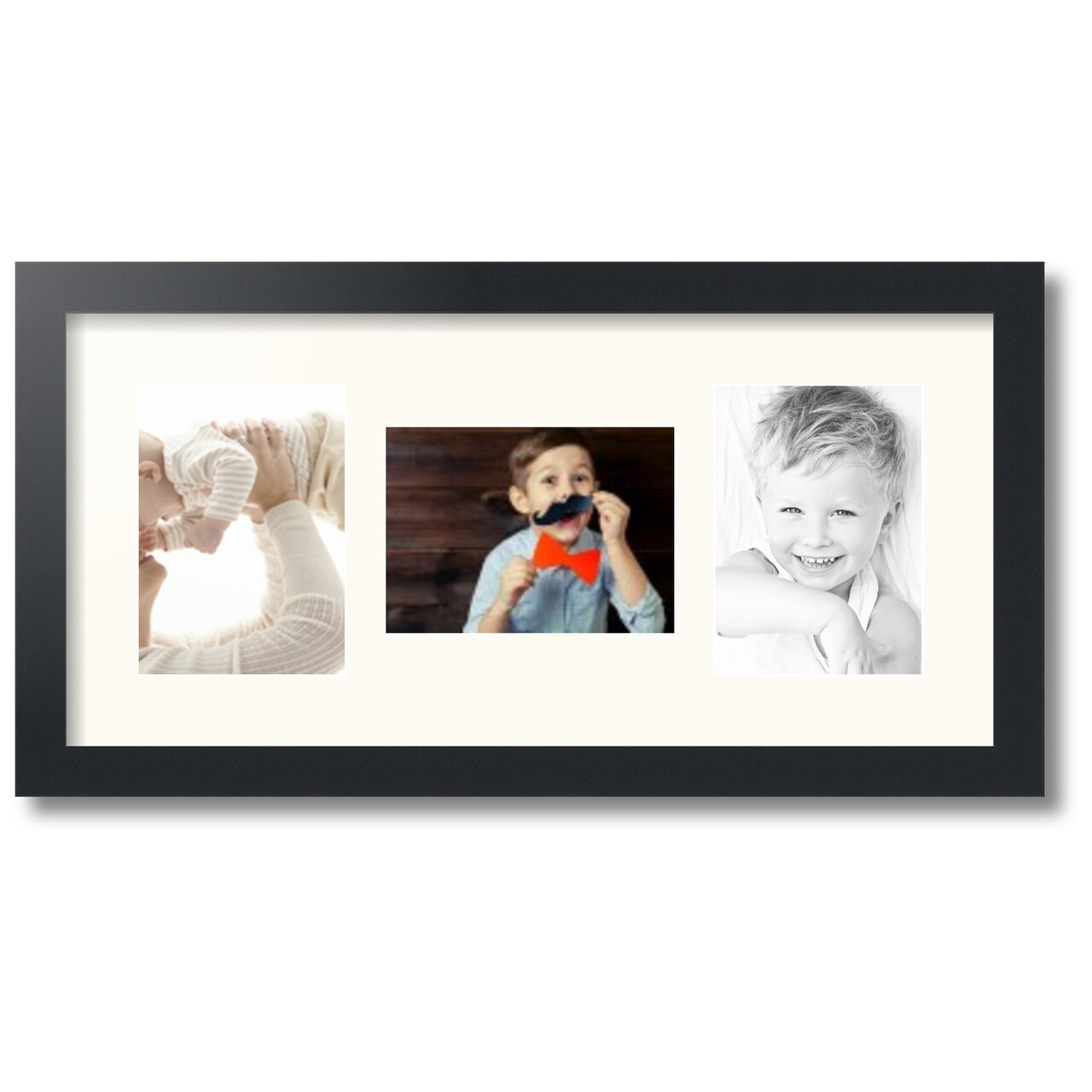ArtToFrames Collage Photo Picture Frame with 3 - 5x7 inch Openings, Framed in Black with Over 62 Mat Color Options and Plexi Glass (CSM-3926-114)